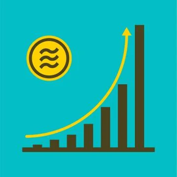 Libra coin concept growth chart on medal coin background.vector Illustrator Stock Illustration