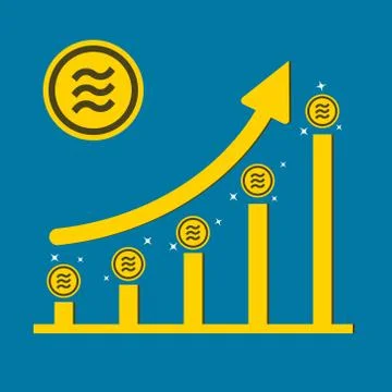 Libra coin concept growth chart on medal coin background.vector Illustrator Stock Illustration