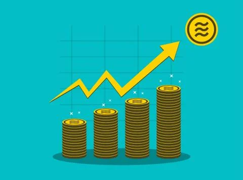 Libra coin concept growth chart on medal coin background.vector Illustrator Stock Illustration