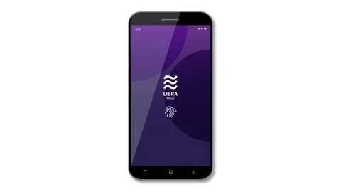 Libra coin crypto currency Ui concept application on smartphone Video stock 117045217