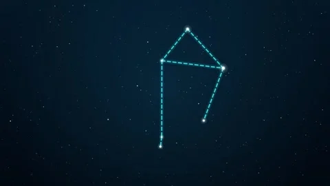 Libra constellation with dashed cyan lines on an ocean blue night sky Stock-Footage 348624200