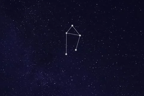 Libra constellation. Stick figure pattern in dark night sky Stock Photos
