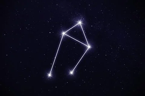 Libra constellation. Stick figure pattern in starry night sky Stock Photos