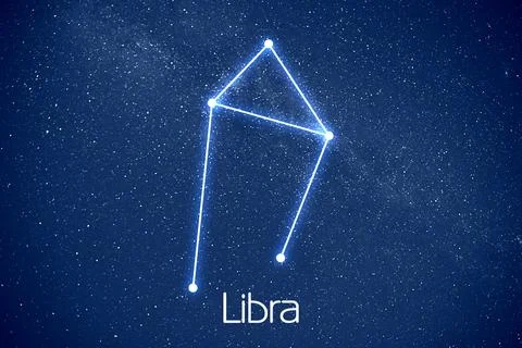 Libra constellation. Stick figure pattern in starry night sky Stock Photos