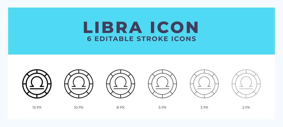 Libra icon symbol. Isolated. Vector illustration with editable stroke. Stock Illustration