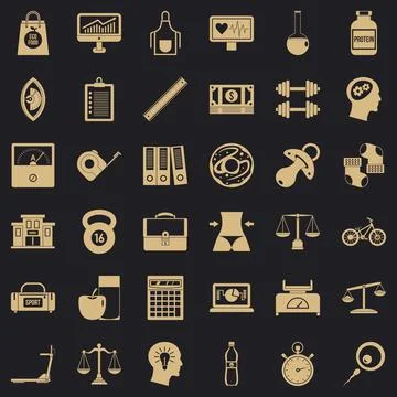 Libra icons set, simple style Stock Illustration