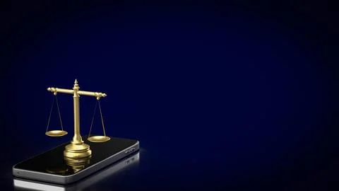 The libra on Mobile for law concept 3d rendering. Stock Illustration