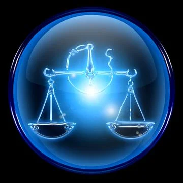 Libra zodiac button icon, isolated on black background. イラスト素材