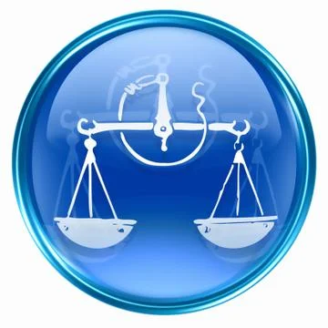 Libra zodiac button icon, isolated on white background. Stockillustratie