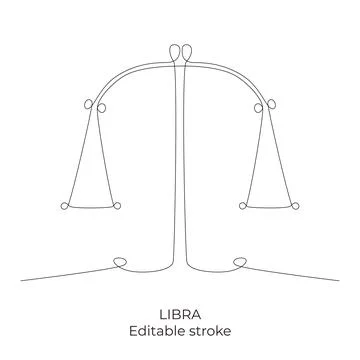 Libra zodiac constellation one single hand drawing continues line. Vector stock 스톡 일러스트