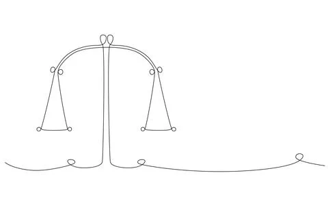 Libra zodiac constellation one single hand drawing continues line banner. Vector Stock Illustration