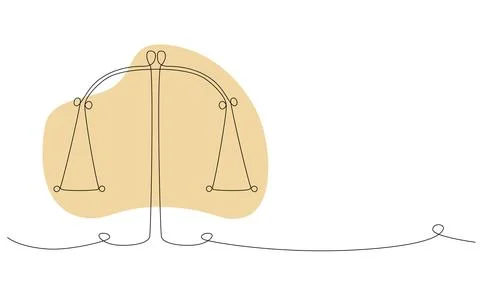 Libra zodiac constellation one single hand drawing continues line banner. Vector Stock Illustration