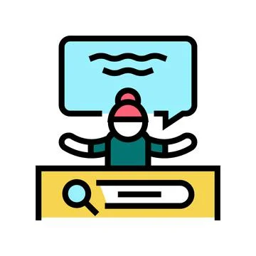 Librarian help for finding materials in children library color icon vector Stock Illustration
