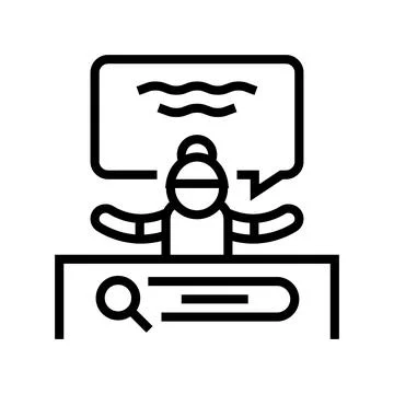 Librarian help for finding materials in children library line icon vector Stock Illustration