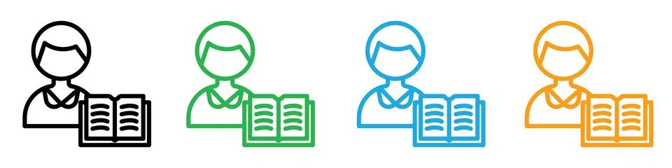 Librarian icon logo set vector Stock Illustration