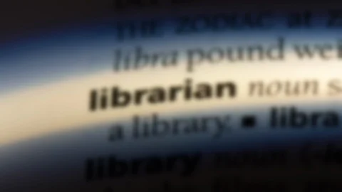 Librarian word in a dictionary. Stock Footage 99562197