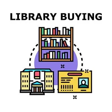 Library acquiring books, knowledge, and educational resources concept Illustrazione stock