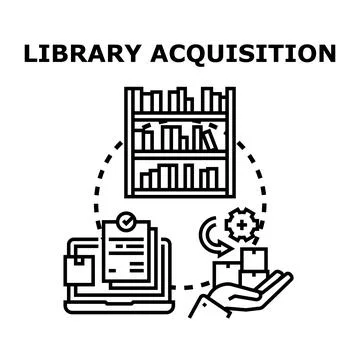 Library acquisition process planning and organizing resources Stockillustratie