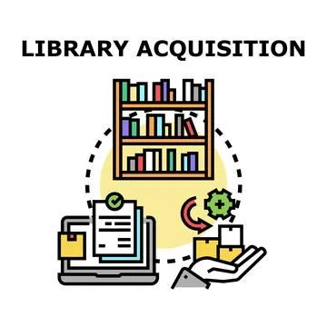 Library acquisition process planning and organizing resources Stock Illustration