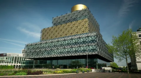 The Library of Birmingham. Timelapse with a moving camera. Stock Footage