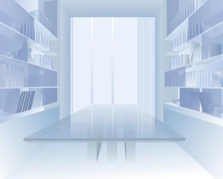 Library blue illustration. Illustrazione stock