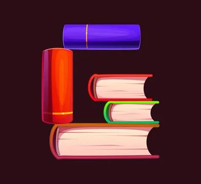Library book cartoon typeset, font letter G Stock Illustration