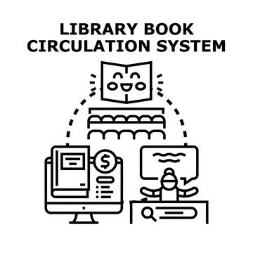 Library book circulation management system concept illustration Stock Illustration
