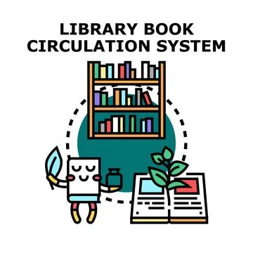 Library book circulation system information technology Ilustración de archivo
