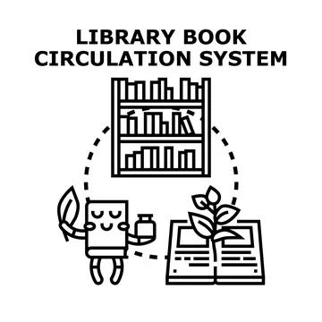 Library book circulation system information technology Stock Illustration