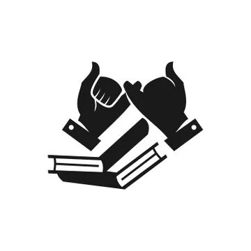 Library book Commitment Teamwork Together Black Logo 스톡 일러스트