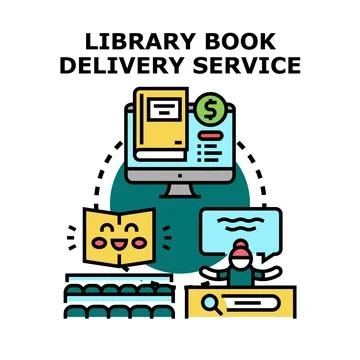 Library book delivery service concept vector illustration Stock Illustration