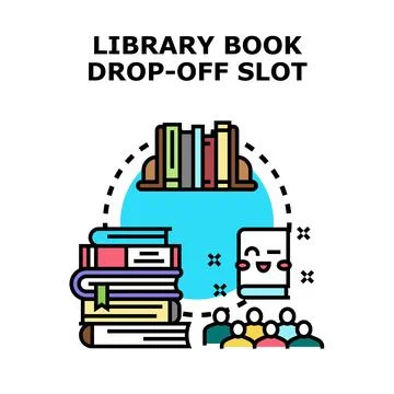 Library book drop off returning lending service concept Stock Illustration