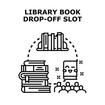 Library book drop off returning lending service concept Stock Illustration