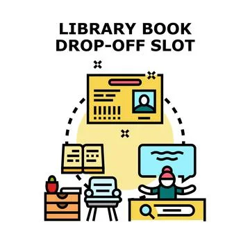 Library book drop off slot vector concept illustration Stock Illustration