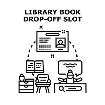 Library book drop off slot vector concept illustration Stock Illustration