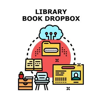 Library book dropbox digital cloud concept イラスト素材