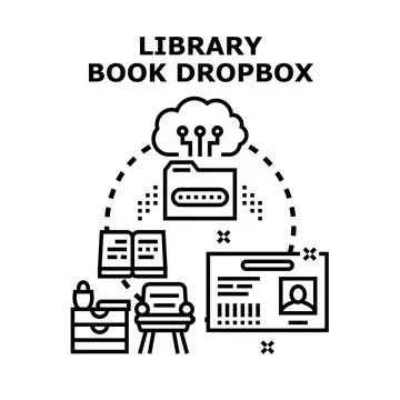 Library book dropbox digital cloud concept イラスト素材