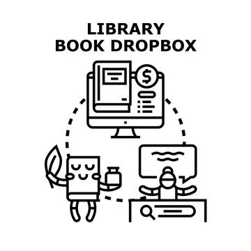 Library book dropbox digital information concept Stock Illustration