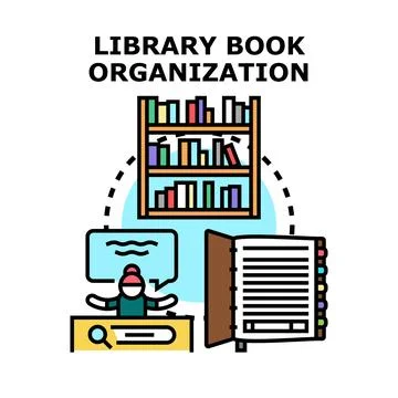 Library book organization vector concept illustration Stock Illustration