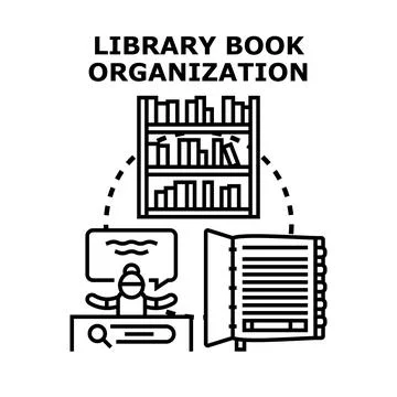Library book organization vector concept illustration Stock Illustration