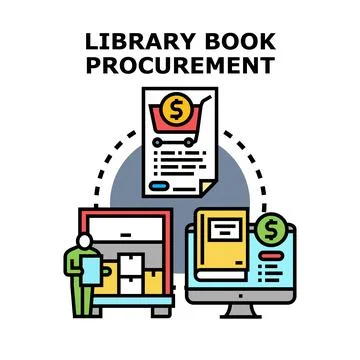 Library book procurement process acquiring educational materials Stockillustratie