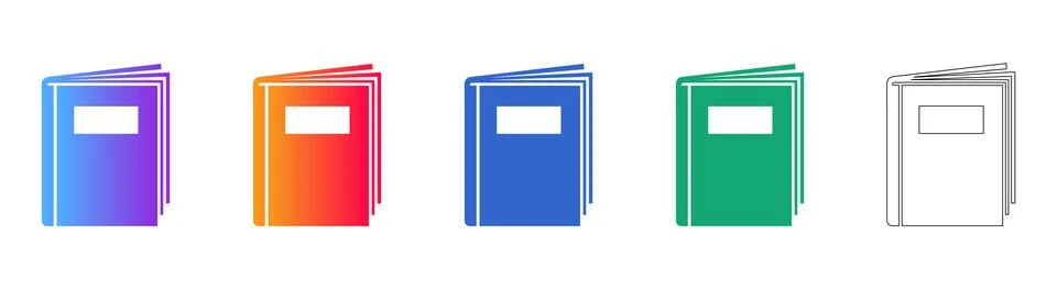 Library Book Reading Study Icon Set Stock Illustration