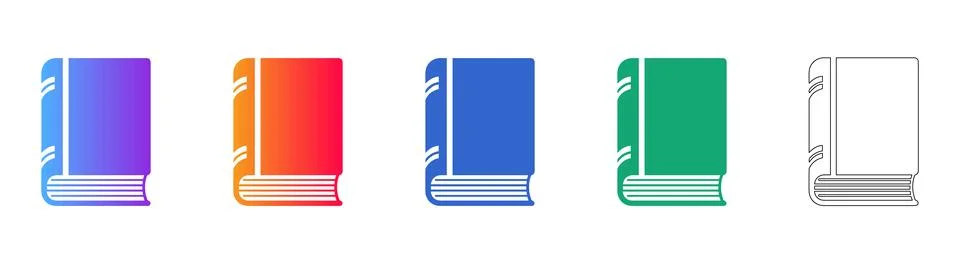 Library Book Reference Icon Set Stock Illustration