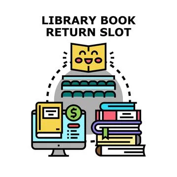 Library book return and digital learning resources concept 库存插图