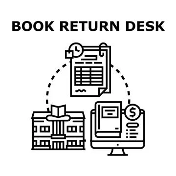 Library book return desk service concept Stock Illustration