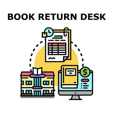 Library book return desk service concept Stock Illustration