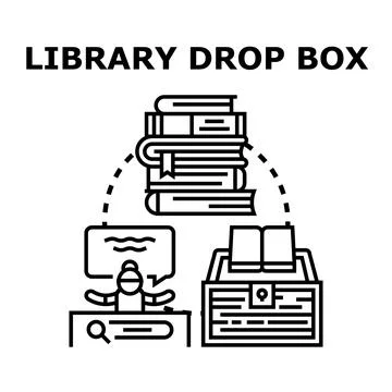 Library book return drop box operation concept 스톡 일러스트