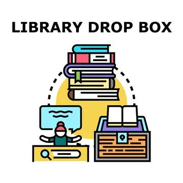 Library book return drop box operation concept Illustrazione stock