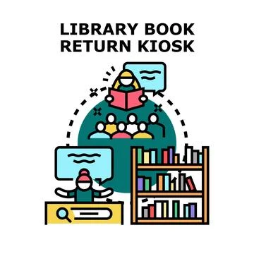 Library book return kiosk concept vector illustration Stock Illustration