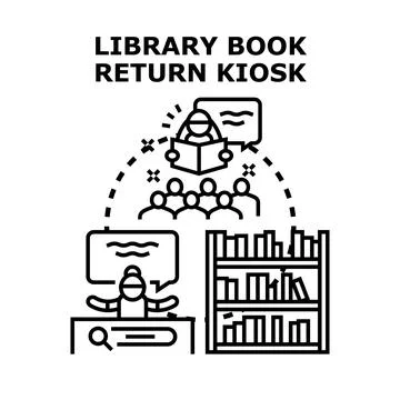 Library book return kiosk concept vector illustration Stock Illustration